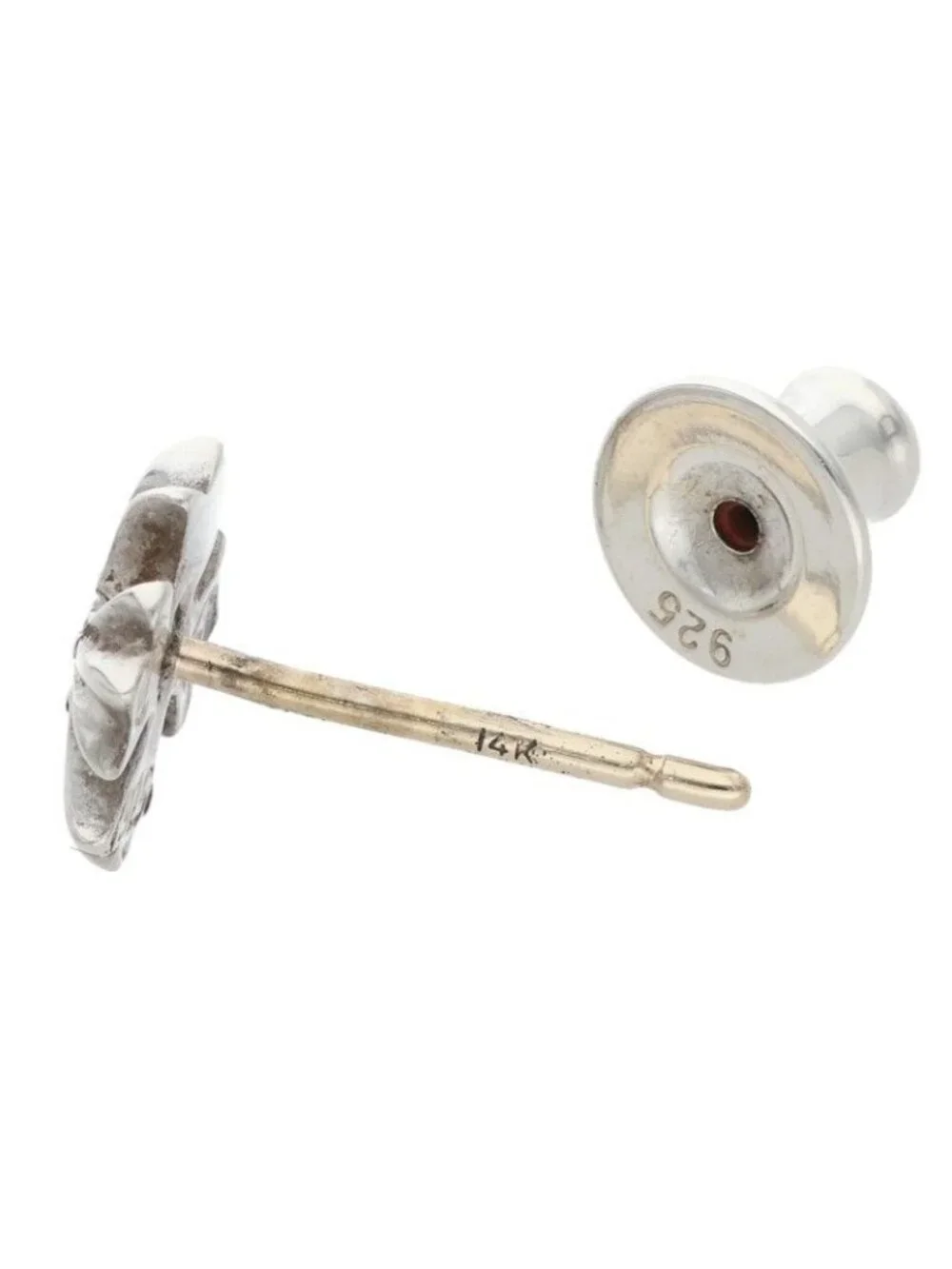 Chrome Hearts No2 CH Pls Dia CH Plus Stud Silver Earrings
